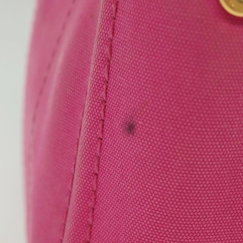 PRADA Canapa PM Hand Bag Canvas Pink Gold Auth bs28699 - Picture 10 of 16